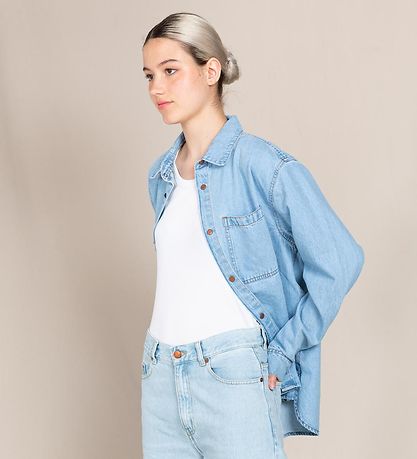 Finger In The Nose Denim Shirt - Enara - Bleached Blue