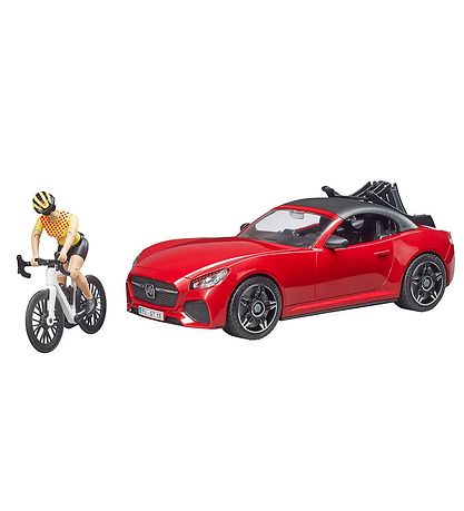 Bruder Voiture - Rouge Roadster av. Cycliste - 03485