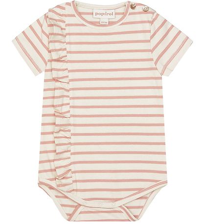Popirol Bodysuit s/s - Police Baby Bodysuit - Striped Vanilla