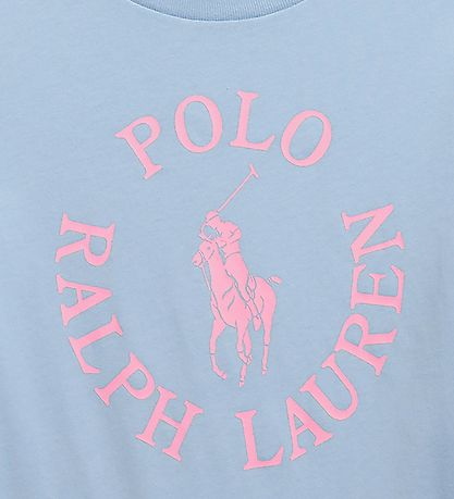 Polo Ralph Lauren Stuttermabolur - Langviður - Ljósblár M. Bleik