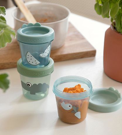 Done by Deer Food container - 3-Pack - Croco Green