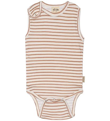 Petit Piao Bodysuit Sleeveless - Striped - Summer Camel/Offwhite