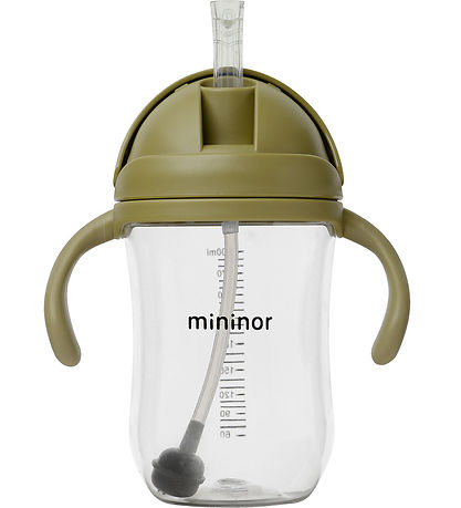 Mininor Becher m. Strohhalme - Tritan - 330 ml - Moosgrün