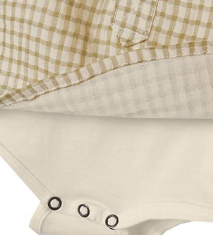 Lil' Atelier Hemdbody k/ä - NbmHanson - Sage m. Karos