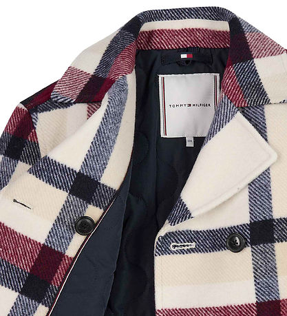 Tommy Hilfiger Jacket - Check Peacoat - Cream Check with Navy/Re
