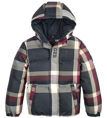 Tommy Hilfiger Puffer Jacket - Global Stripe Check - Red/White/N