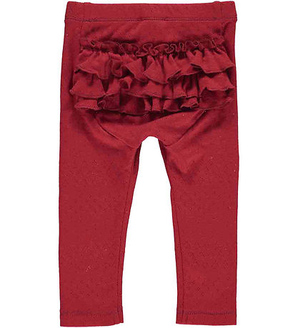 Müsli Leggings - Pointel byxor Baby - Berry Röda