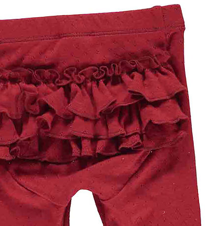 Müsli Leggings - Pointel byxor Baby - Berry Röda