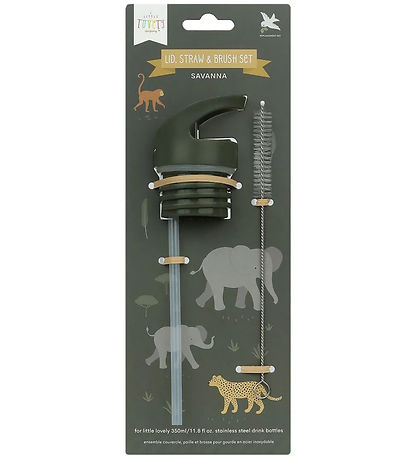 A Little Lovely Company Water Bottle Set - Lid/Straws/Brush