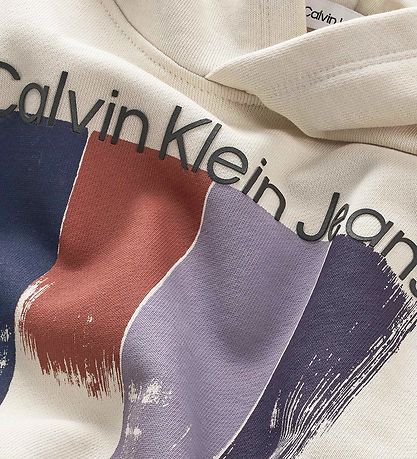 Calvin Klein Kapuzenpullover - Platzierte Pinselstriche - Whitec