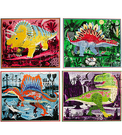 Eeboo Puzzle - Light I Darkness - 4x36 Bricks - Dinosaurs