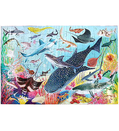 Eeboo Puzzle - 100 Bricks - 45.7x68.5 cm - Sharks I The depth