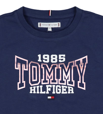 Tommy Hilfiger Stuttermabolur - 1985 Varsity Tee - Dökkblátt Fer