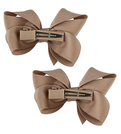 By Str Bow Hair Clip - 2-Pack - 8 cm - Latte