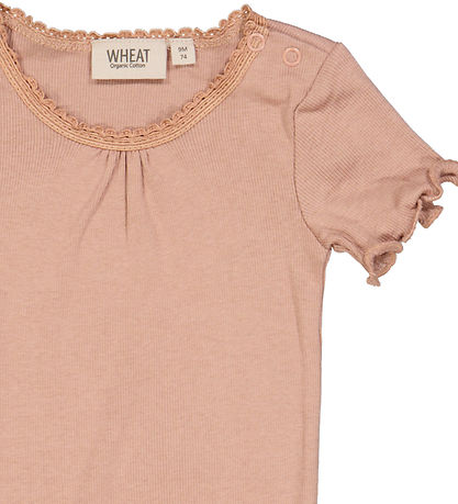 Wheat Bodysuit s/s - Rib - Rose Dawn