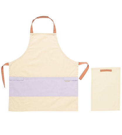 Kids Concept Apron w. Tea towel - White/Purple