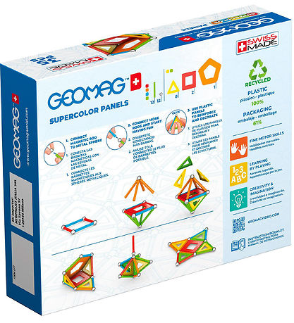 Ensemble d'aimants Geomag - Supercolor Panels Recyclé - 35 Parti