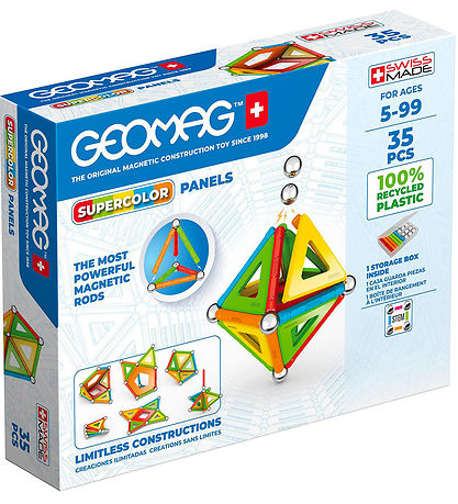 Ensemble d'aimants Geomag - Supercolor Panels Recyclé - 35 Parti