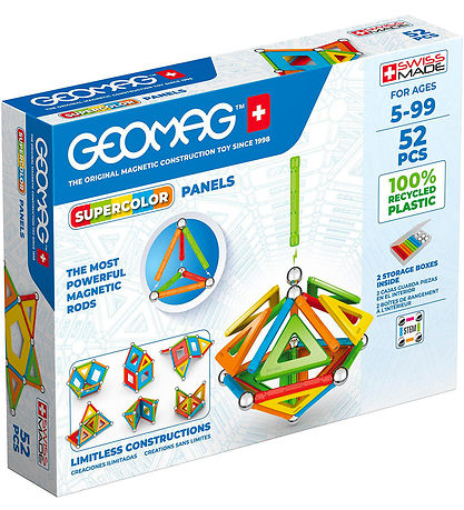 Ensemble d'aimants Geomag - Supercolor Panels Recyclé - 52 Parti