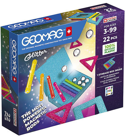 Geomag Segulsett - Glitter Spjöld endurunnin - 22 Partar