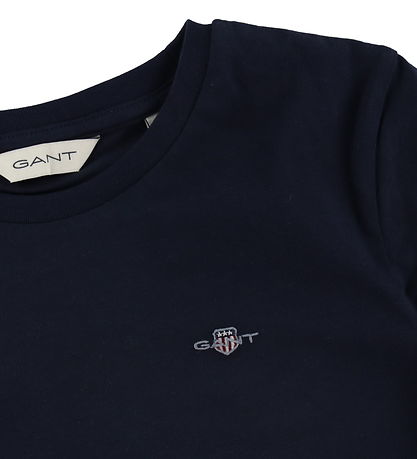GANT Stuttermabolur - Shield - Evening Blue