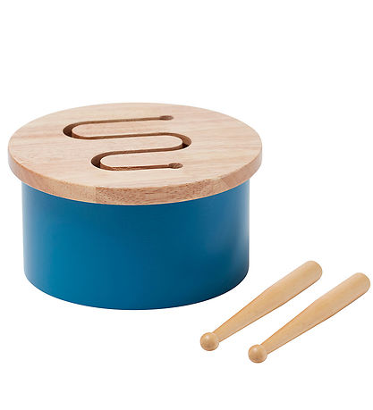 Kids Concept Wooden Toy - Drum Mini - 16.5 x 9 cm - Blue