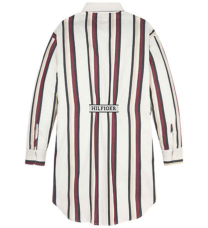 Tommy Hilfiger Blusenkleid - Global Stripe - Ivory/Rot White