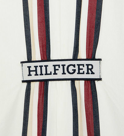 Tommy Hilfiger Blusenkleid - Global Stripe - Ivory/Rot White