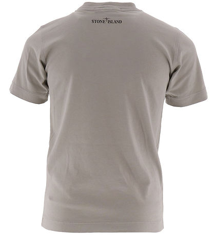 Stone Island Stuttermabolur - Dove Grey M. Lógó
