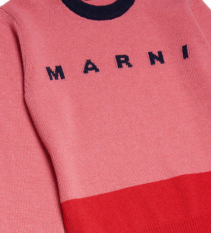 Marni Blouse - Wool - Coral/Red w. Navy