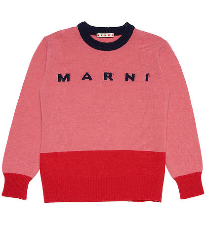 Marni Blouse - Wool - Coral/Red w. Navy