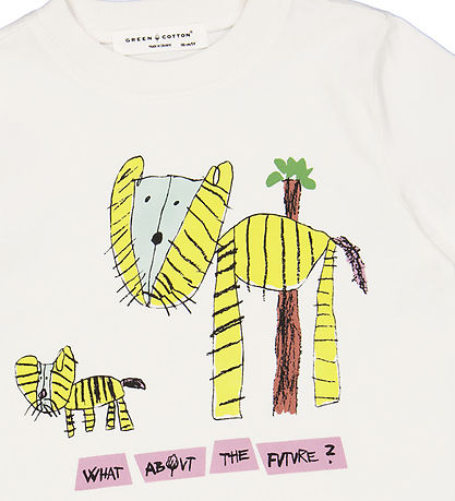 Green Cotton x WWF Stuttermabolur - Hárnæring Cream M. Tígrisdýr