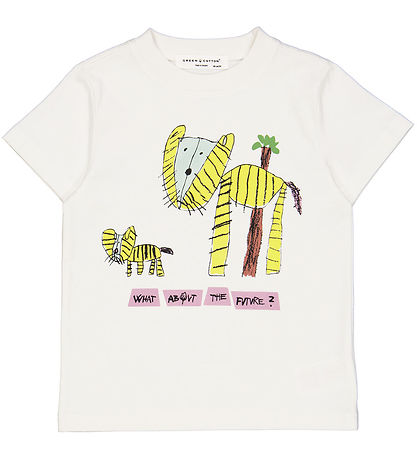 Green Cotton x WWF Stuttermabolur - Hárnæring Cream M. Tígrisdýr
