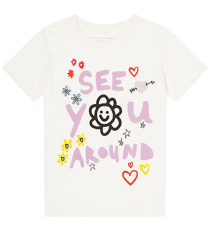 Stella McCartney Kids Stuttermabolur - Off White M. Prentað