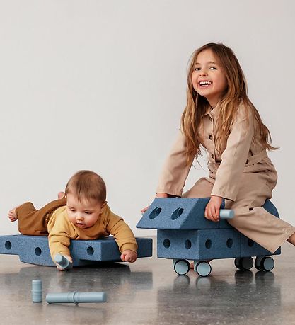 MODU Explorer Set - 20 Parts - 55x40x20 cm - Deep Blue/Sky Blue