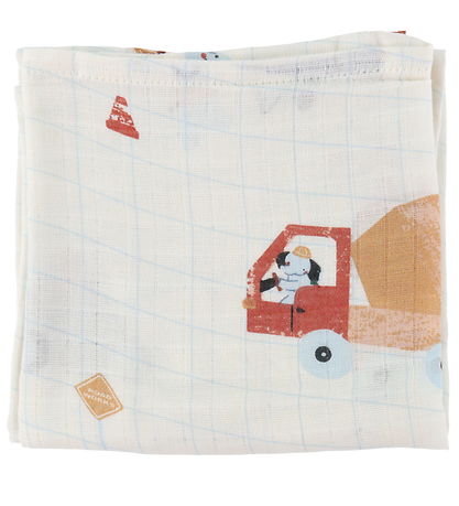 Sebra Hydrofiele Doek - 75x75 - 3-pack - Drukke bouwers