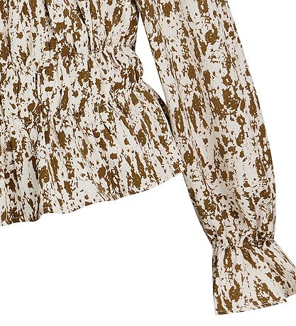 Grunt Blússa - Skera - Ponte Off Shoulder - Fílabeinshvítt/Ljósb