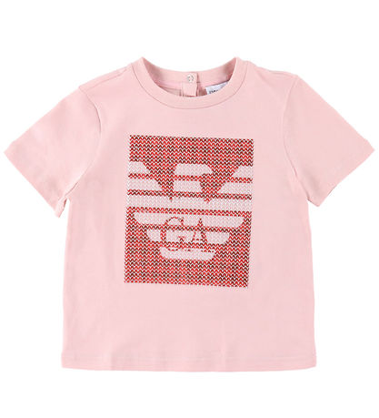 Emporio Armani T-shirt - Pink/Red w. Sequins