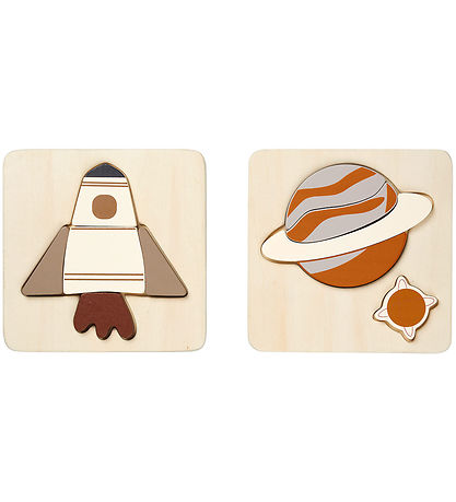 Fabelab Puzzlespiel - Space Shuttle & Planet - 2er-Pack - Multi 