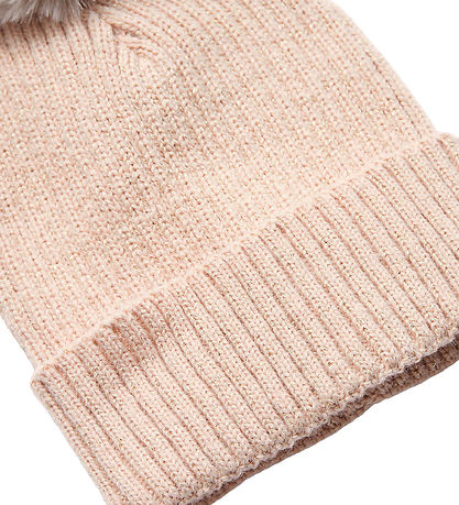 Petit by Sofie Schnoor Beanie - Rib - Knitted - Light Rose w. Gl
