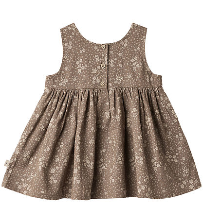 Wheat Kjóll - Pinafore Wrinkles - Cocoa Brown Blóm