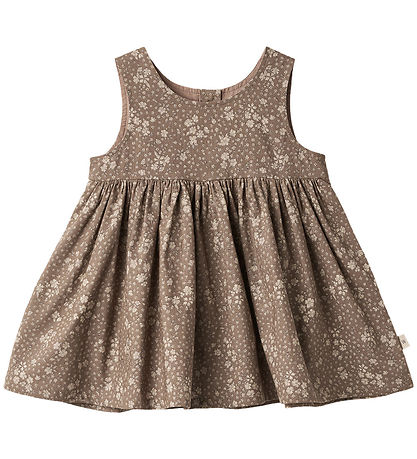 Wheat Kjóll - Pinafore Wrinkles - Cocoa Brown Blóm