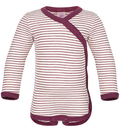 Engel Wikkelromper l/s - Wol/Zijde - Natural/Orchid