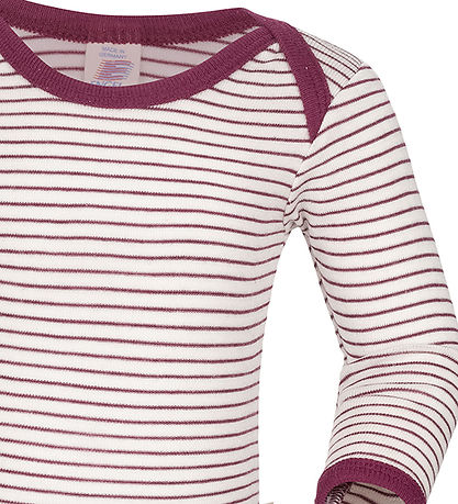Engel Romper l/s - Wol/Zijde - Natural/Orchid