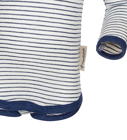 Engel Bodysuit l/s - Wool/Silk - Natural/Navy Blue