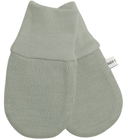 Racing Kids Mittens - Wool/Cotton - Light Seagrass