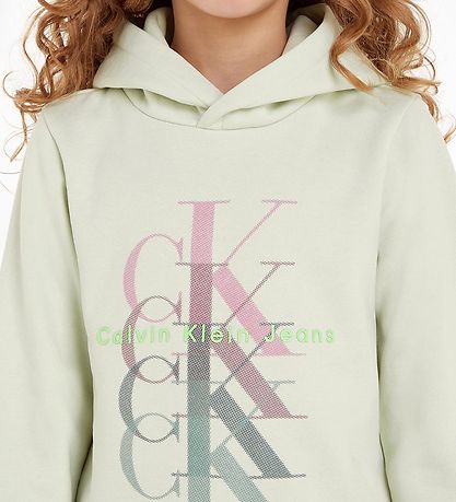 Calvin Klein Hoodie - Monogram Repeat - Canary Green w. Print