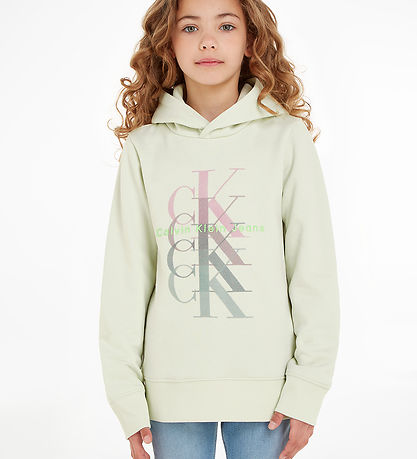 Calvin Klein Hoodie - Monogram Repeat - Canary Green w. Print