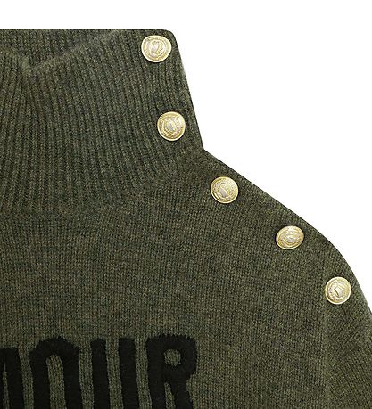 Zadig & Voltaire Blouse - Wool - Green Melange w. Text/Buttons