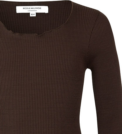 Rosemunde Bluse - Seide/Baumwolle - Rib - Black Brown